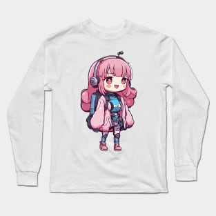 Cute bubblegum robot girl Long Sleeve T-Shirt